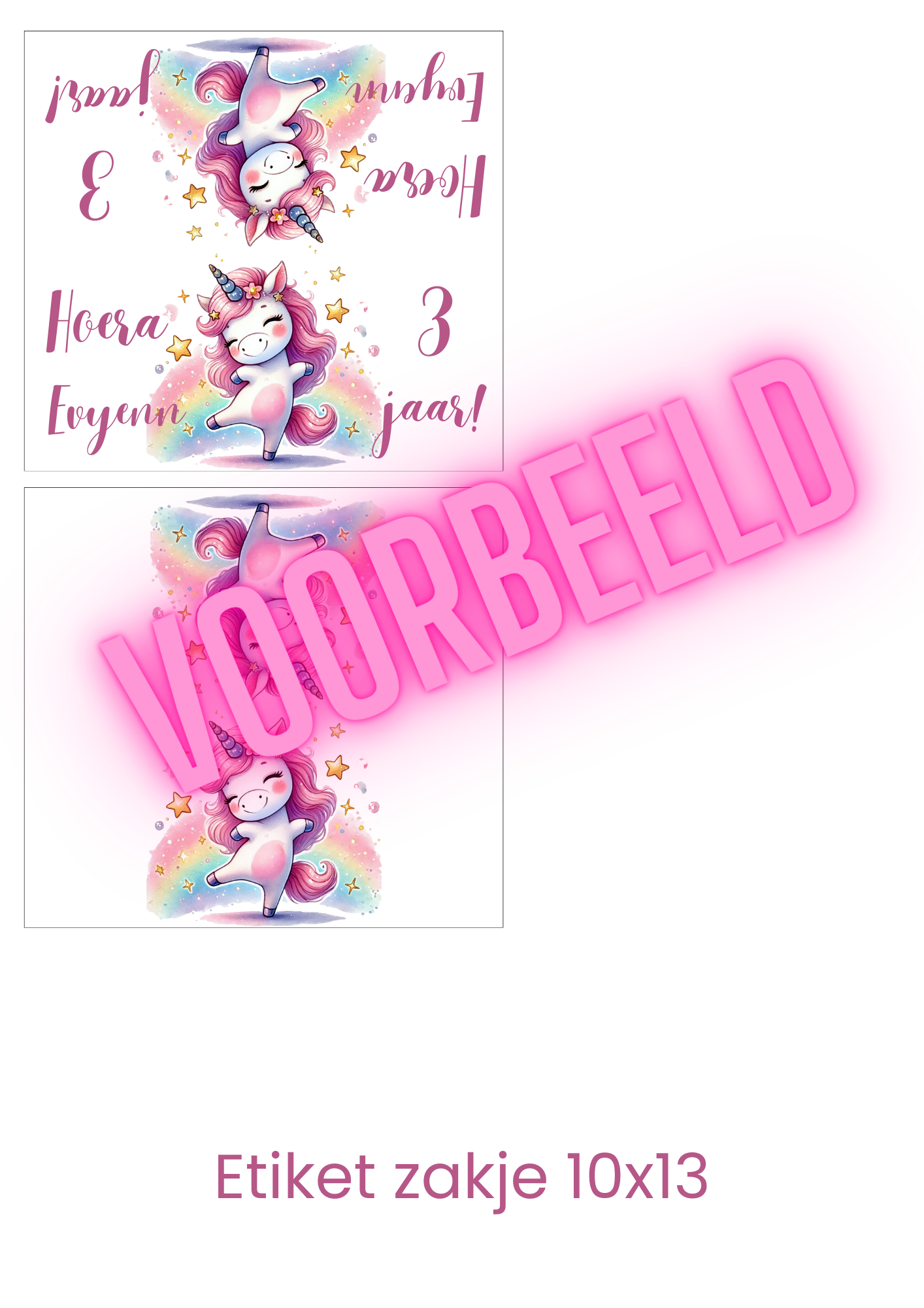 Unicorn etiket voor snoepzakje