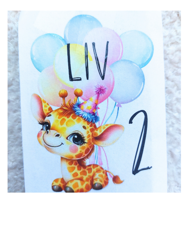 Label Giraffe + Ballonnen (1 jaar)