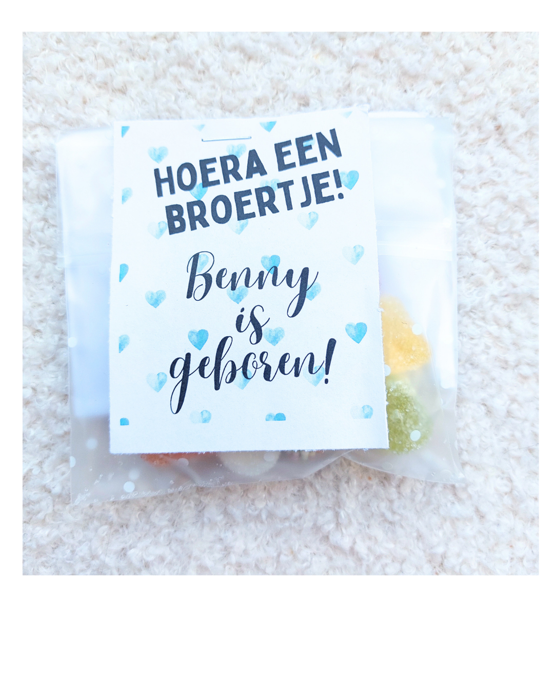 Label Hoera een Broertje, hartjes