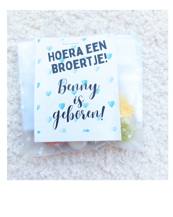 Label Hoera een Broertje, hartjes