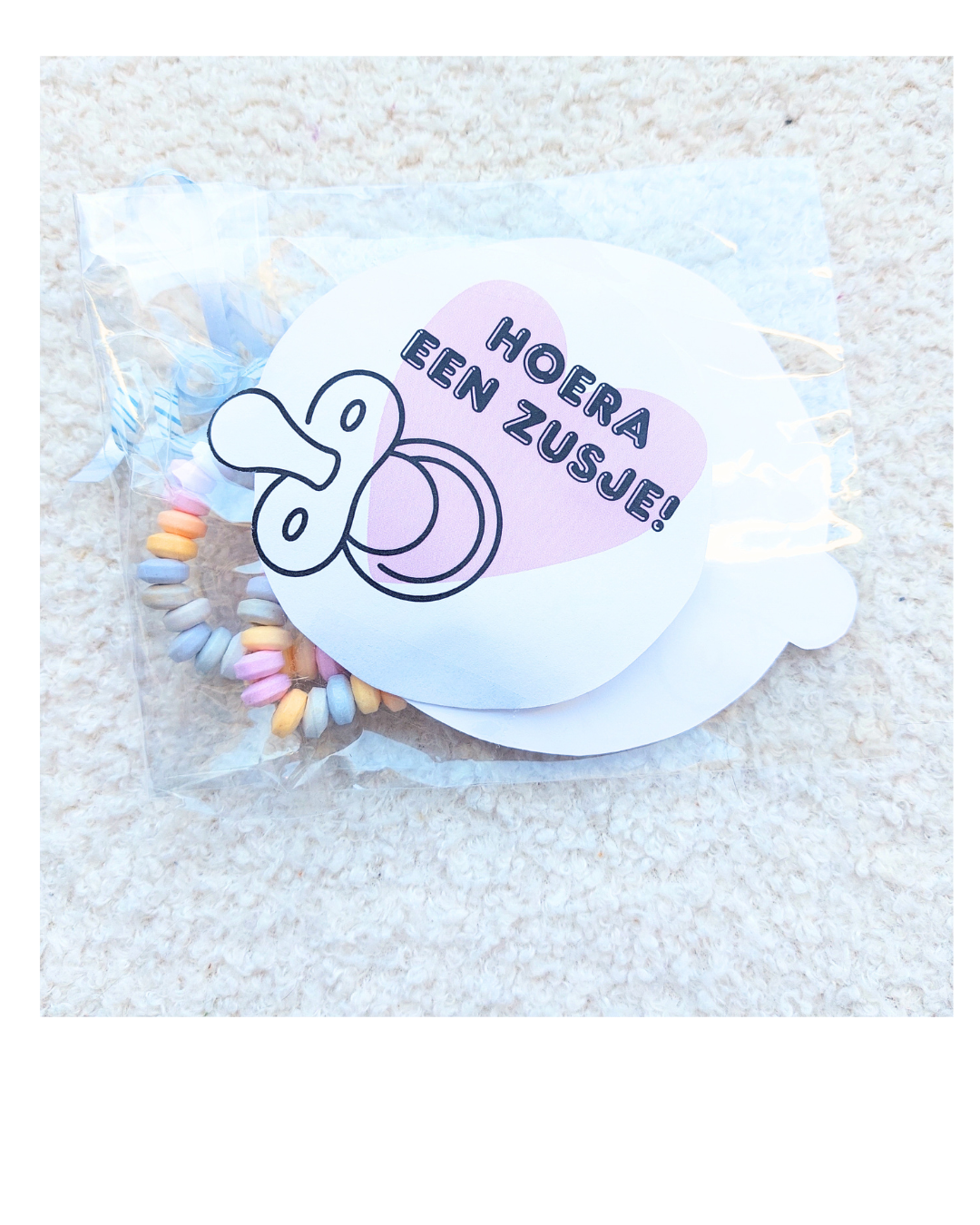 Label Hoera een Zusje Snoepketting