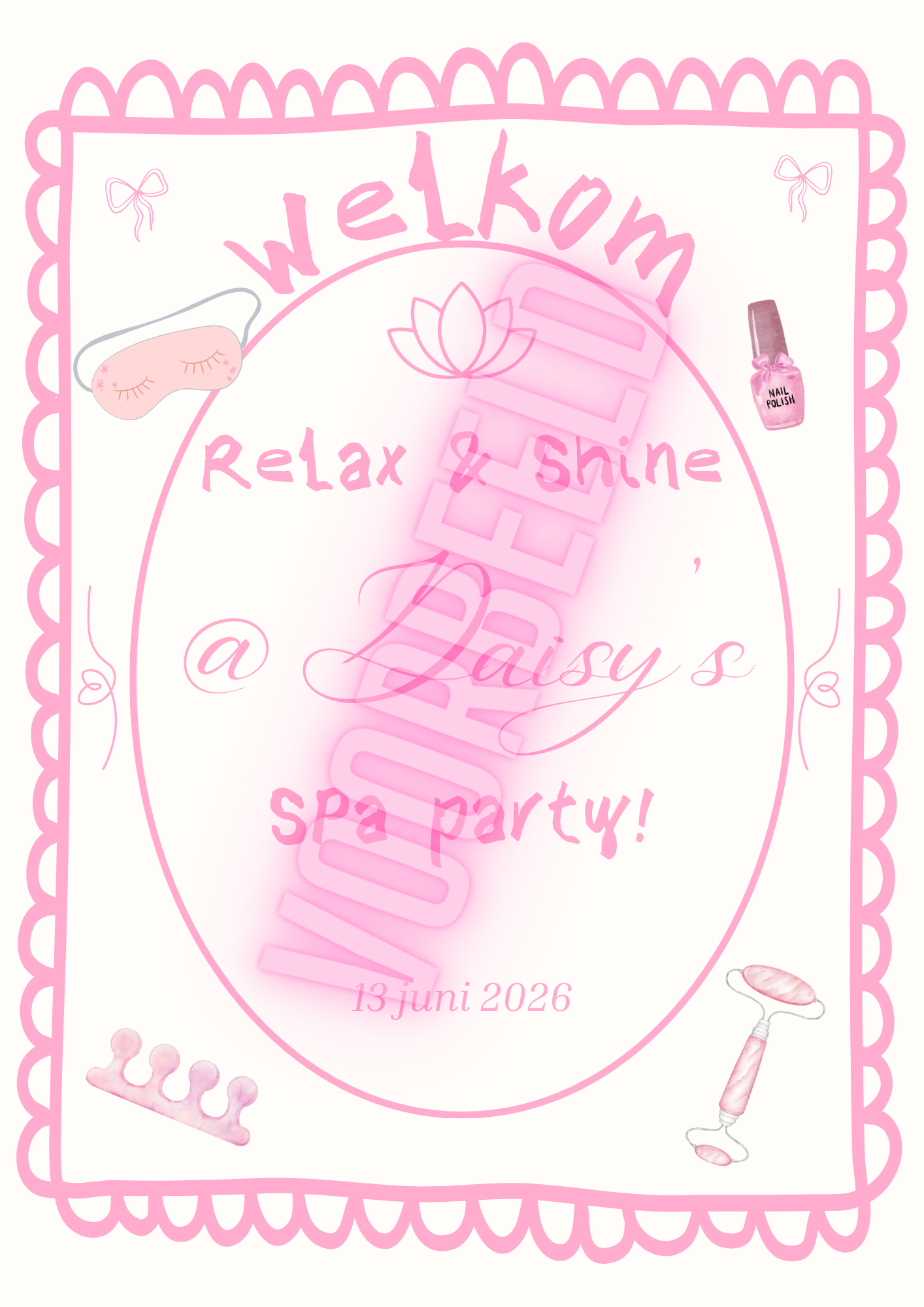 SPA @ Home Party WELKOMSTBORDJE