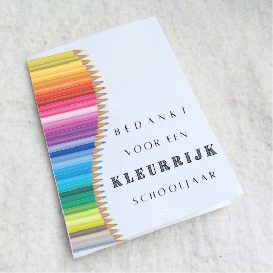 Kaartje "Een kleurrijk schooljaar"