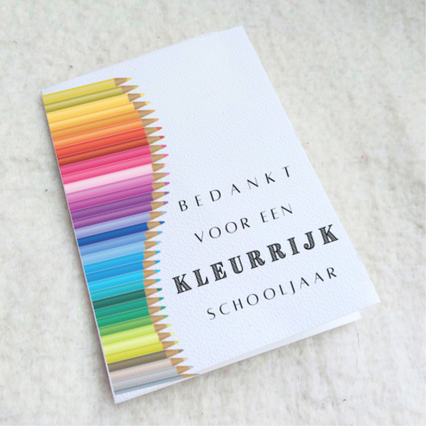 Kaartje "Een kleurrijk schooljaar"