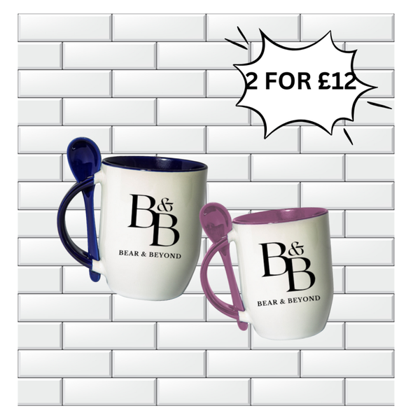 Two Tone Mugs with Spoons