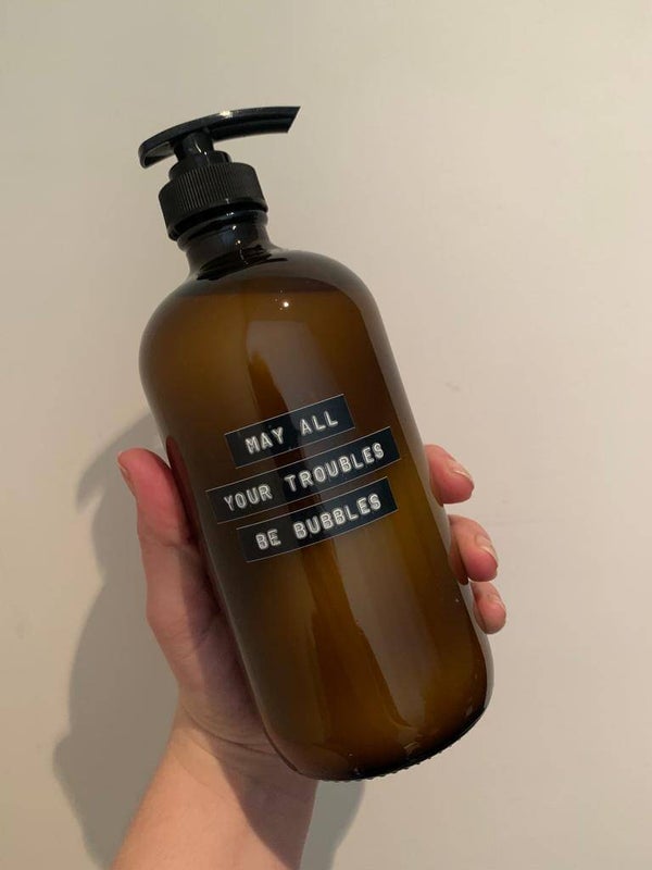 Zeeppomp Apothekersfles bruin met quote