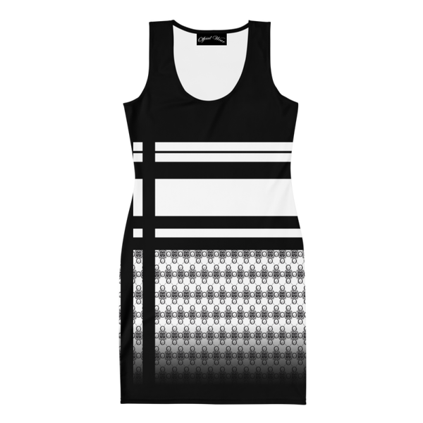 Official Wear 'Black and White OW Pattern' Bodycon Dress