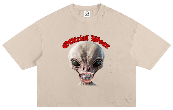 Official Wear 'Alien Head and Grillz' Classic Frayed Boxy Tee