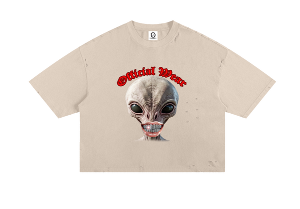 Official Wear 'Alien Head and Grillz' Classic Frayed Boxy Tee