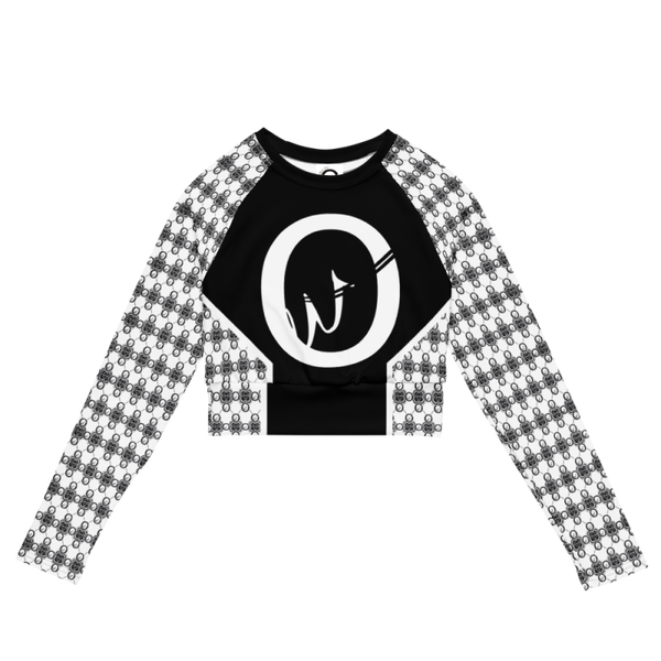 Official Wear 'Black & White OW Pattern' Women long sleeve crop top