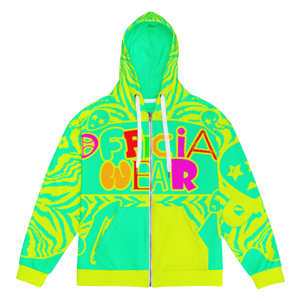 Official Wear 'Green and Yellow Abstract' Unisex zip hoodie