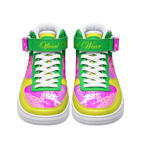Official Wear 'Tri Neon 85' Unisex high Top Leather Sneakers