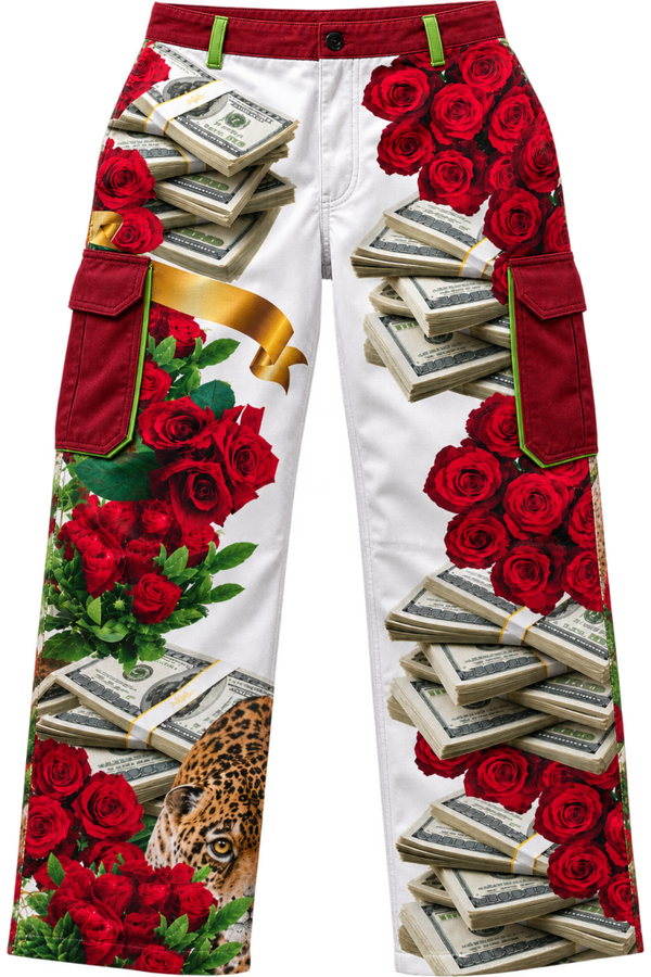 Official Wear 'Flowers and Money' Cargo Pants