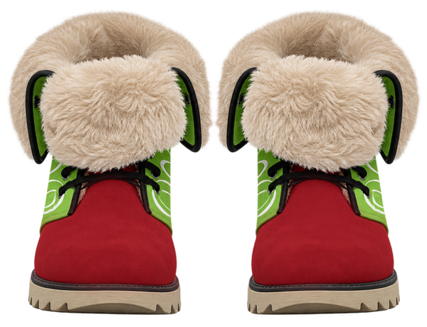 Official Wear 'Red and Green' Winter Plush Boots