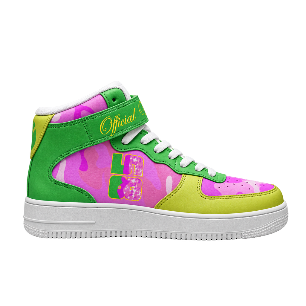 Official Wear 'Tri Neon 85' Unisex high Top Leather Sneakers
