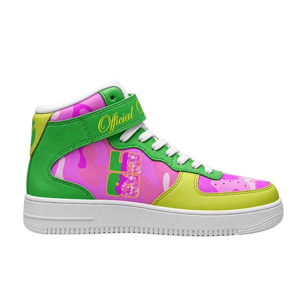 Official Wear 'Tri Neon 85' Unisex high Top Leather Sneakers
