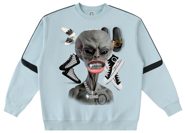 Official Wear 'Alien and Sneakers' Oversized Crewneck Taped Sweatshirt One-side print included