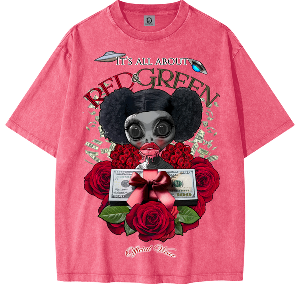 Official Wear "Flowers and Money 2" Unisex Heavyweight Oversized Snow Wash T-shirt