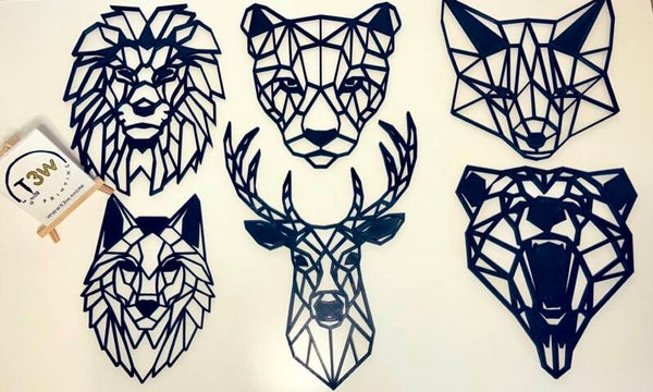 Geometric Animal Heads Wall Art