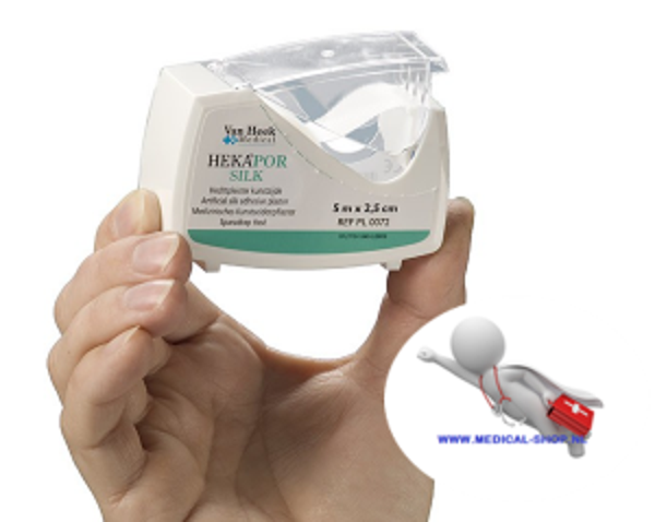 HEKA silk hechtpleister in dispenser - 5 m x 2,5 cm