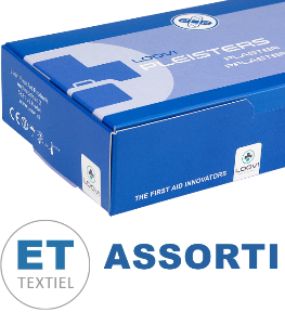 (L) ET - Elastische textiel pleister - 100 stuks - assorti - blauw