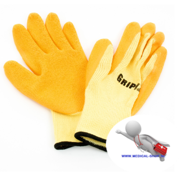 GripZ handschoen polykatoen met latex coating