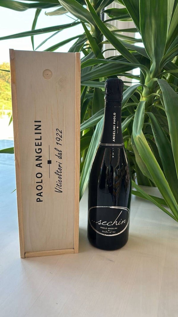 Fles Bubbels in luxe kist.