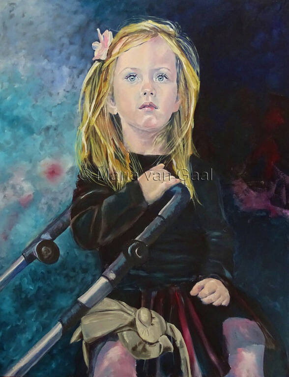 Portret, meisje, olieverf,kunst