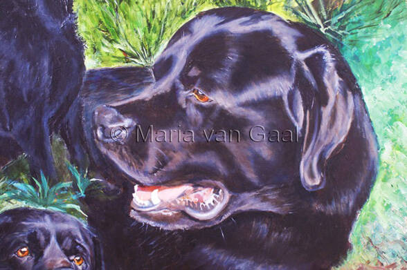 portret, hond, schilderkunst, olieverf