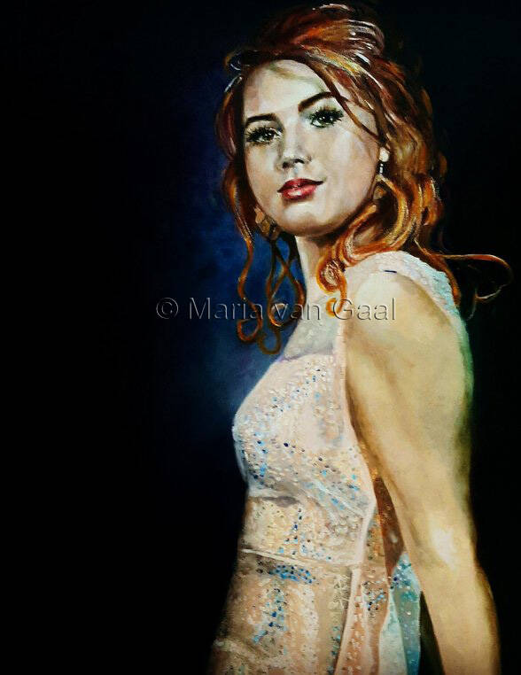 portret, vrouw, schilderkunst, olieverf