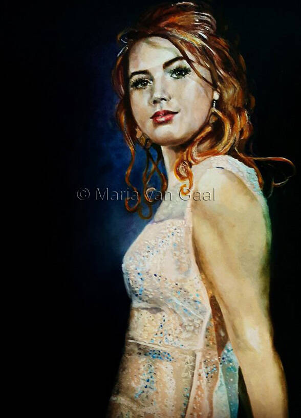 portret, vrouw, schilderkunst, olieverf