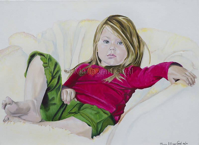 Portret, meisje, olieverf,kunst