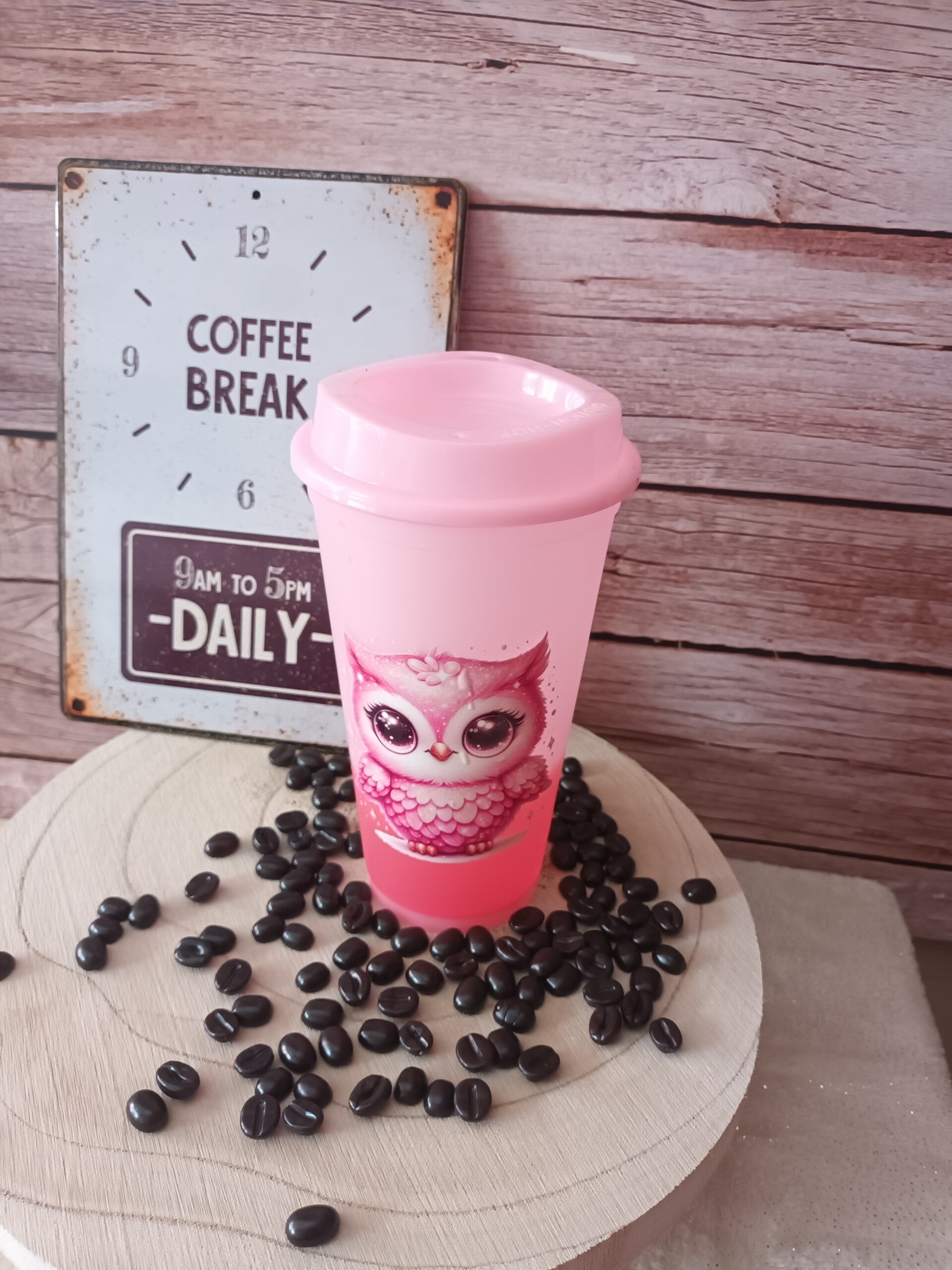 Kofiiebeker roze uil 473 ml