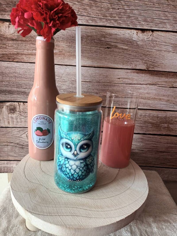 Glitter beker uil 473 ml