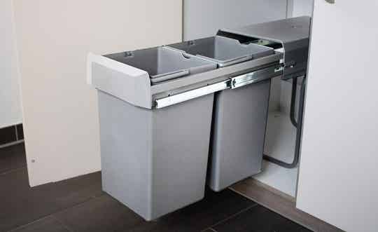 Abfallsammler 2-fach US 30 2x15 L hellgrau Vollauszug