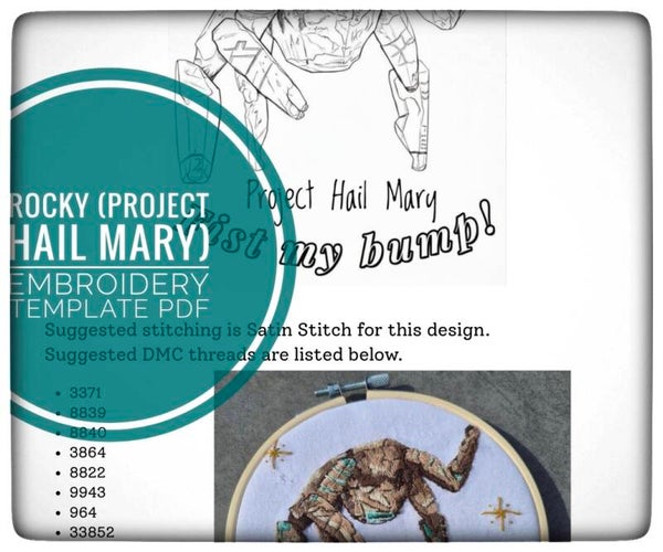 Rocky (Project Hail Mary) Embroidery Template PDF