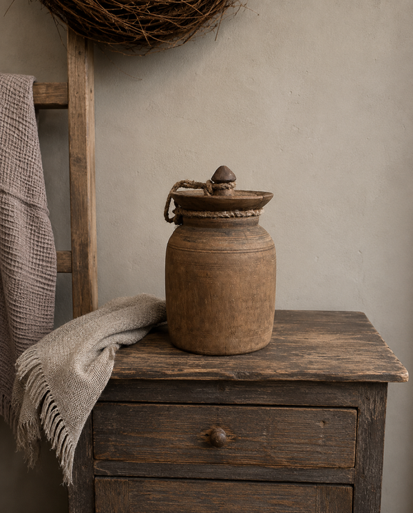 C1 Nepalese pot met deksel - 20x12cm