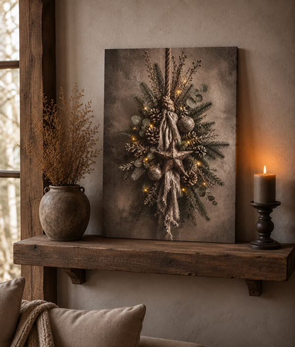 Houten paneel kersttoef 30x40xm