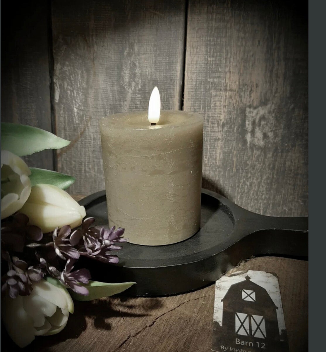 Led stompkaars licht taupe 8 cm