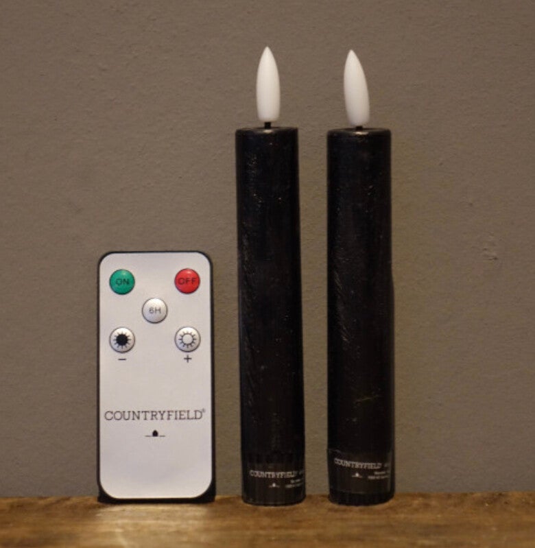 Led diner kaarsen set zwart S