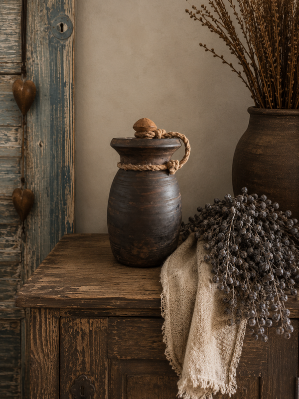 Nepalese pot met deksel - 19x9cm D3