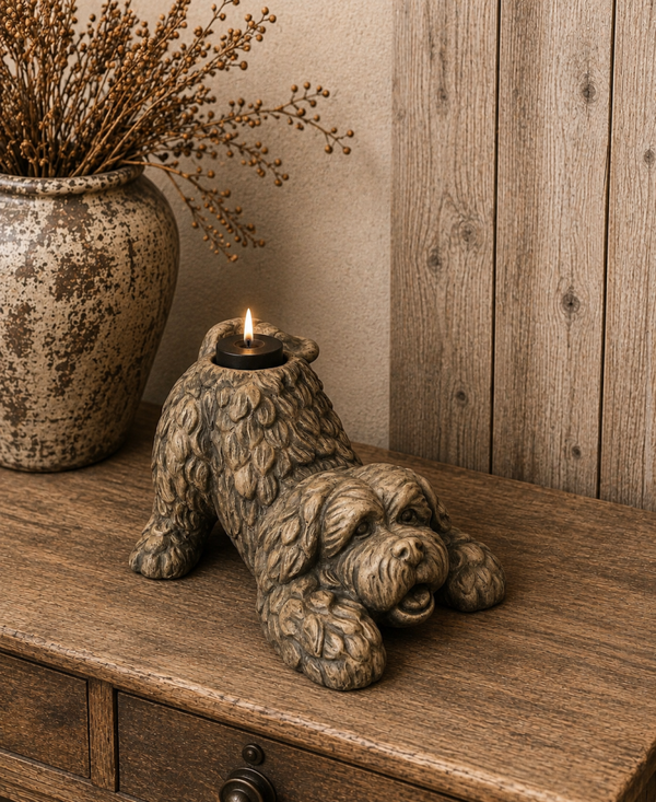 Brynxz barking dog tealightholder - Maj Brown