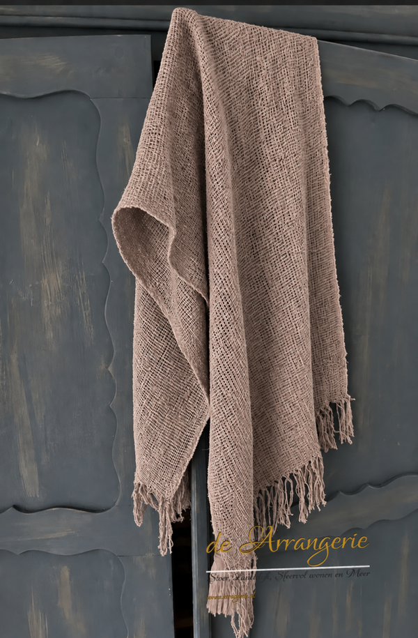Stoere plaid - naturel - grof linnen - 2 kleuren