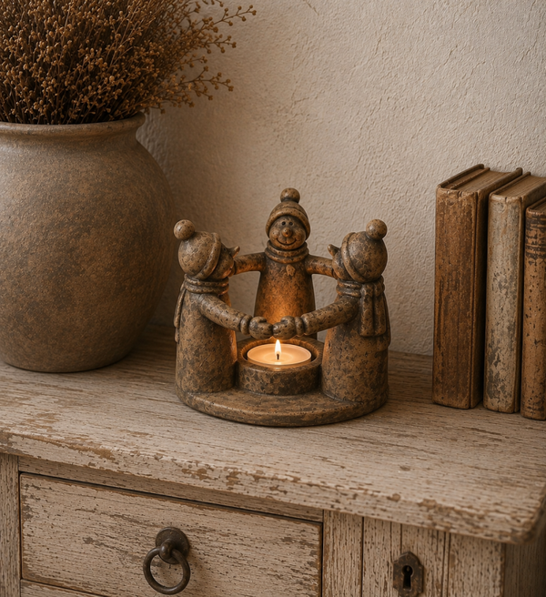 Brynxz Circle of Snowmen with Tealightcup - Majestic Brown