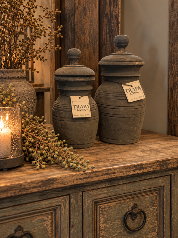 Trapa - houten pot met deksel