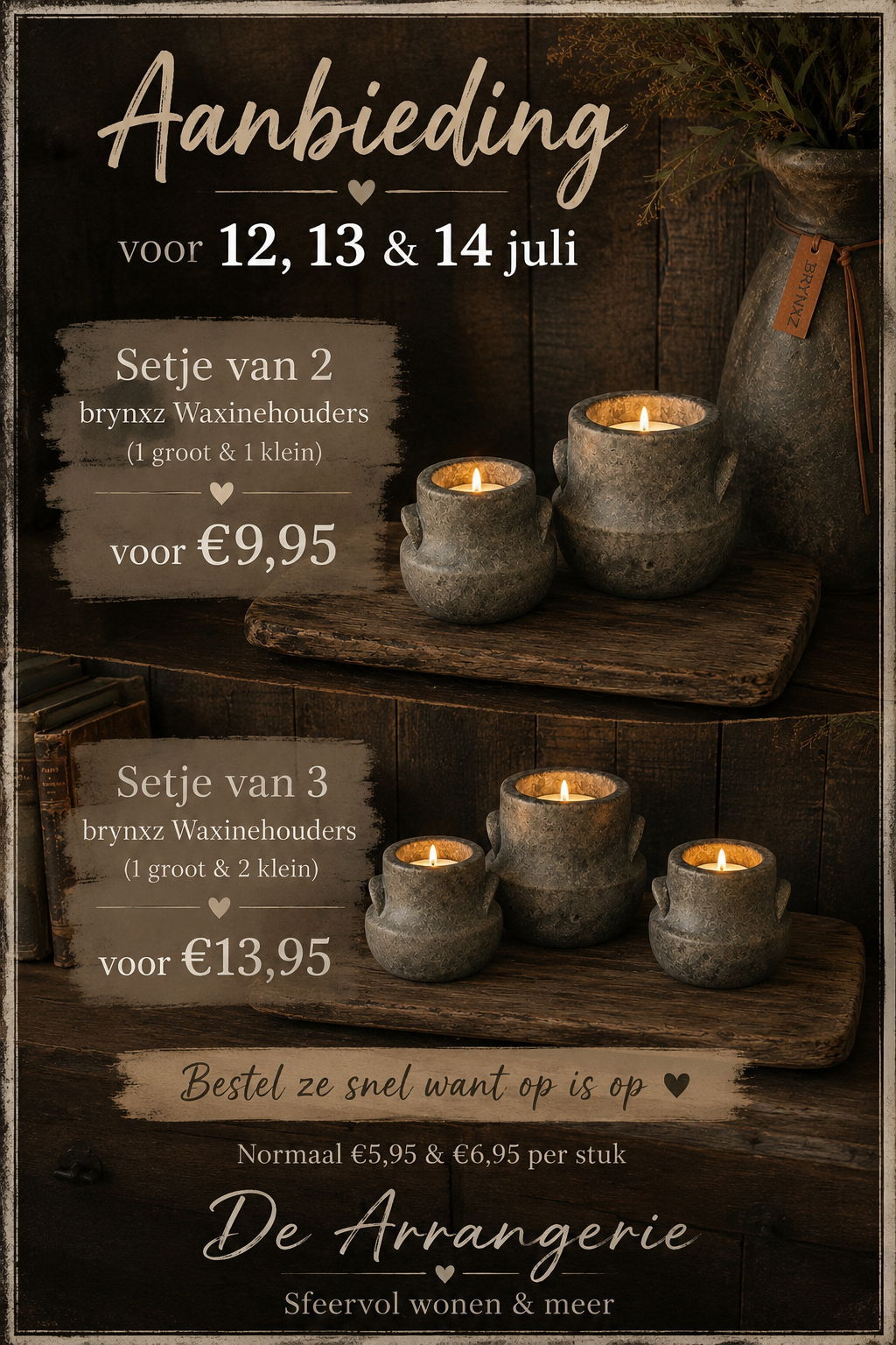 Brynxz waxine houders 2 maten - Maj Brown