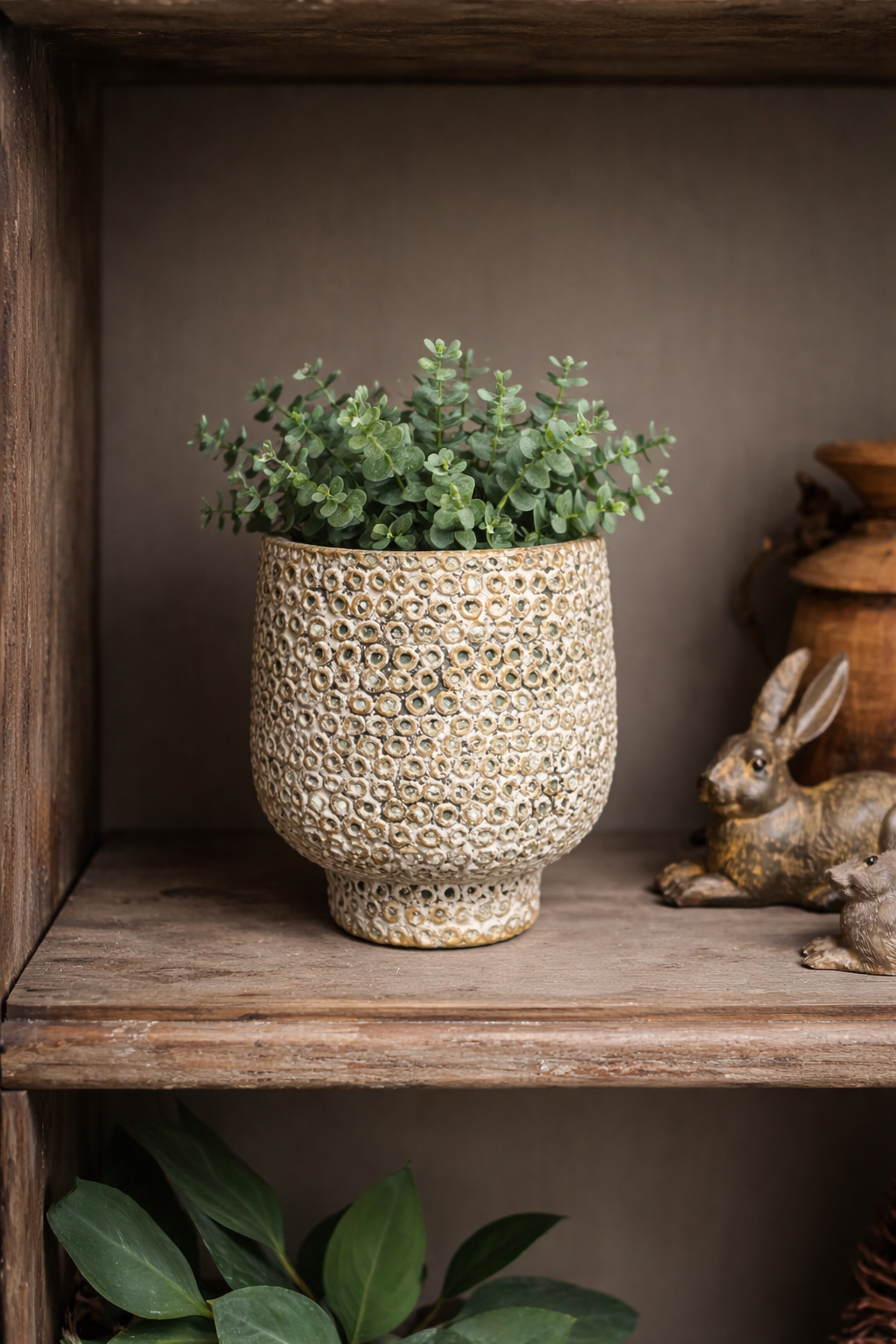 PTMD grijze potjes op voet 14x12cm