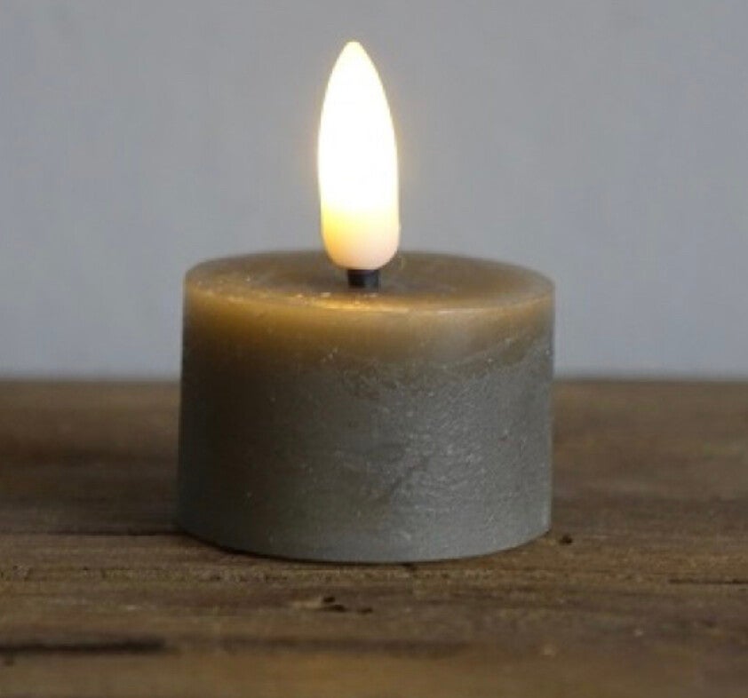 Led waxine lichtjes (set van 2) grijs