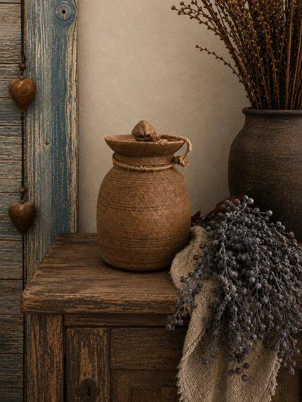 Nepalese pot met deksel - 20x14cm C1