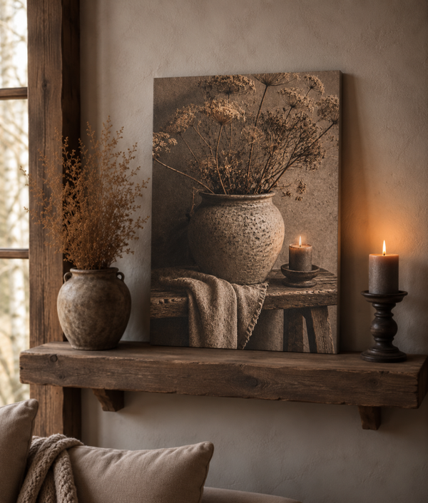 Houten paneel pot met berenklauw - 30x40cm